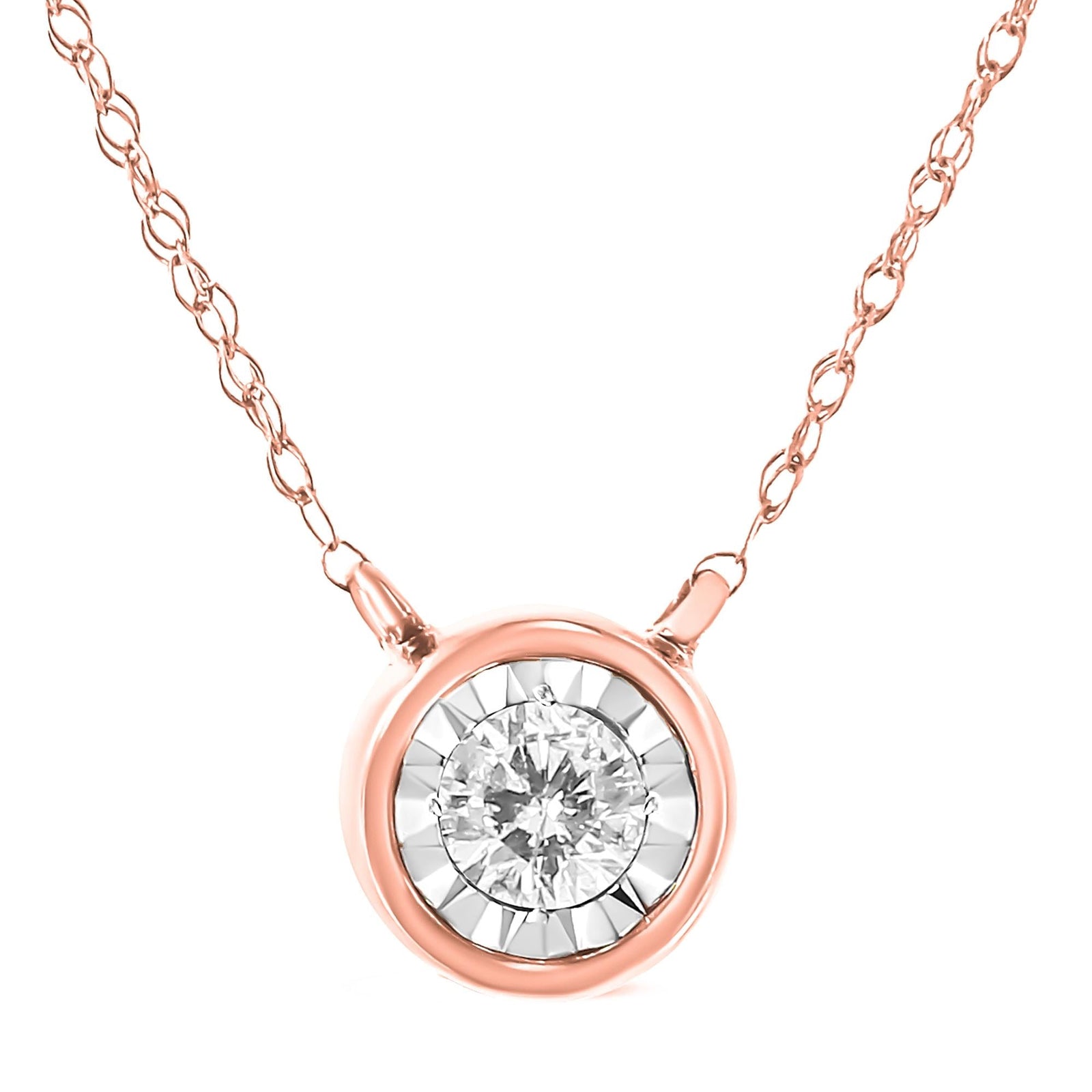 10K Gold Round Brilliant-Cut Diamond Modern Bezel-Set Solitaire Pendant Necklace (J-K Color, I2-I3 Clarity) - 16" with 2" Extender-4