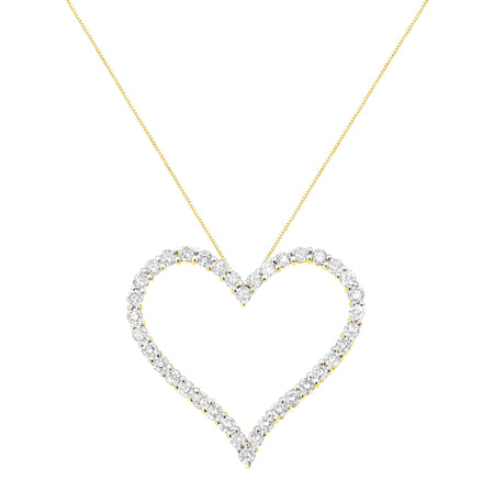 10k Yellow Gold Plated .925 Sterling Silver 3.0 cttw Round-Cut Diamond Open Heart Pendant Necklace (J-K Color, I1-I2 Clarity) - 18"-1