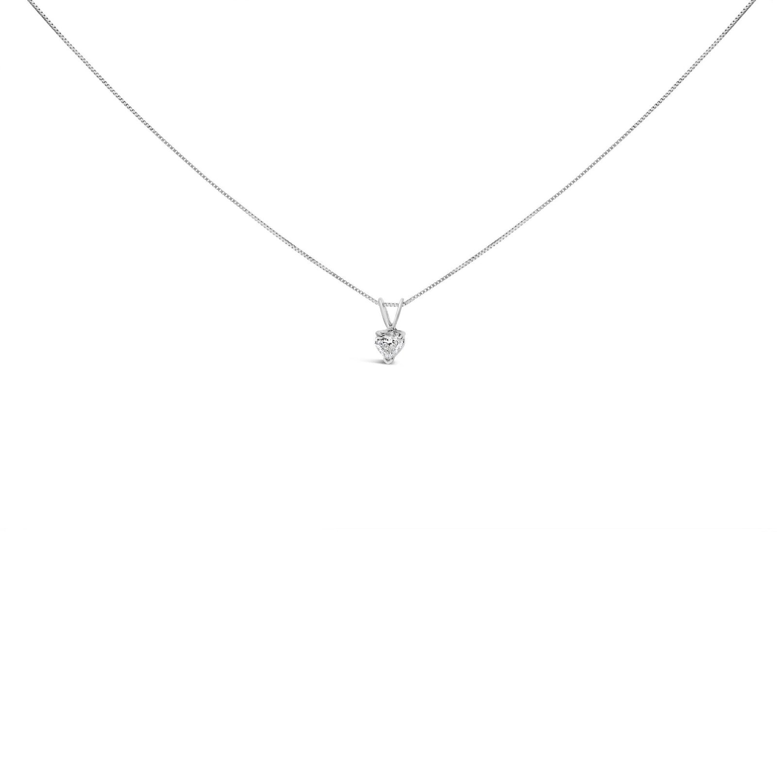 14K White Gold 3-Prong Set Heart Shaped Solitaire Lab Grown Diamond 18" Pendant Necklace (F-G Color, VS2-SI1 Clarity)-4