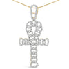 10K Yellow Gold 1.00 Cttw Ankh Cross Pendant (H-I Color, SI1-SI2 Clarity) -18" Inches-1