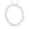 .925 Sterling Silver 3/4 Cttw Round Diamond Spiral Curved Circle Pendant 18" Necklace (I-J Color, I3 Clarity)-1