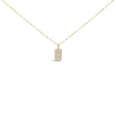 18K Yellow Gold Plated.925 Sterling Silver 1/3 Cttw Diamond Studded Dog Tag 18" Pendant Necklace (I-J Color, I2-I3 Clarity)-1