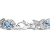 .925 Sterling Silver Oval Blue Topaz Diamond Butterfly Link Bracelet (I-J Color, I1-I2 Clarity) - Size 7" Inches
