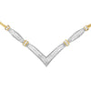 14K Yellow and White Gold 2.00 Cttw Round and Princess-Cut Diamond 'V' Shape Statement Necklace (H-I Color, SI2-I1 Clarity) - 18"