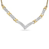 10K Yellow and White Gold 1.0 Cttw Round and Princess cut Diamond "V" Shape Statement Necklace (I-J Color, I1-I2 Clarity)-1