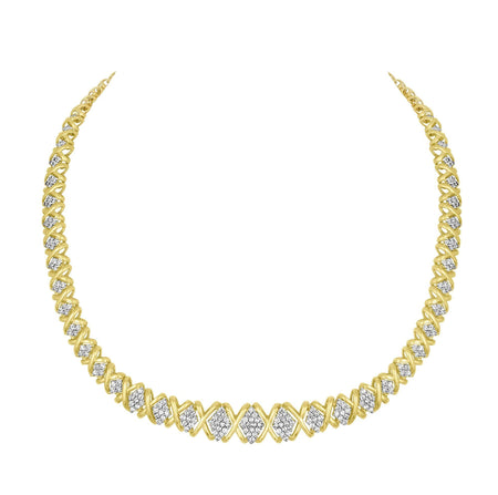 10K Yellow Gold 4 cttw Brilliant Round-Cut Diamond Graduating Riviera Statement Necklace (H-I Color, I2-I3 Clarity)-1