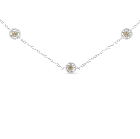 Sterling Silver Diamond Station Necklace (1/2 cttw, I-J Color, I1-I2 Clarity)-1