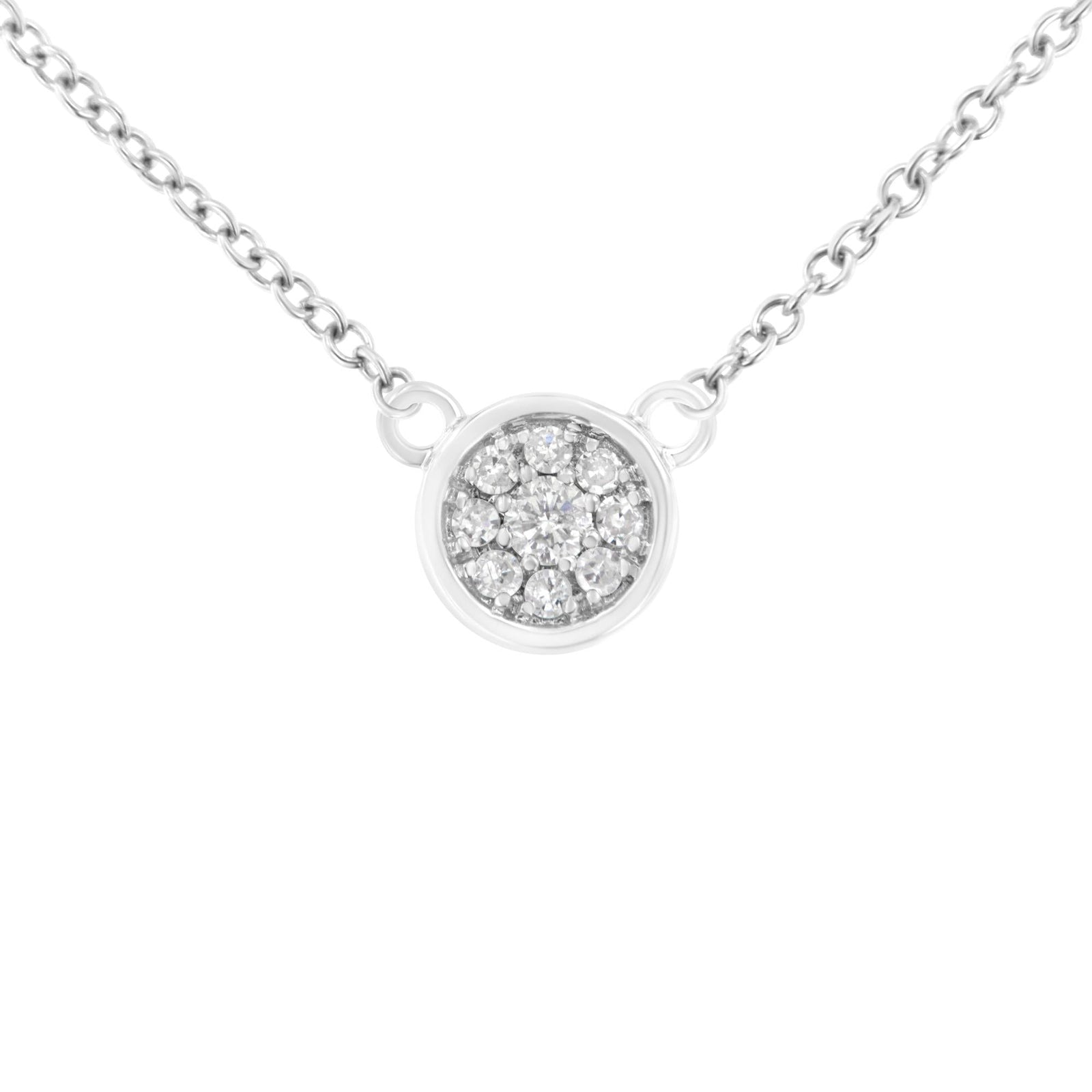 10K White Gold 1/4 Cttw Diamond Flower Pendant Necklace (I-J Color, I2-I3 Clarity) - Adjustable 16-18" chain-1