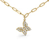 14KT Yellow Gold 1/2 Cttw Diamond Butterfly Station Paperclip Station Necklace (I-J Color, I1-I2 Clarity) - Adjustable 15"-17" Inches-1