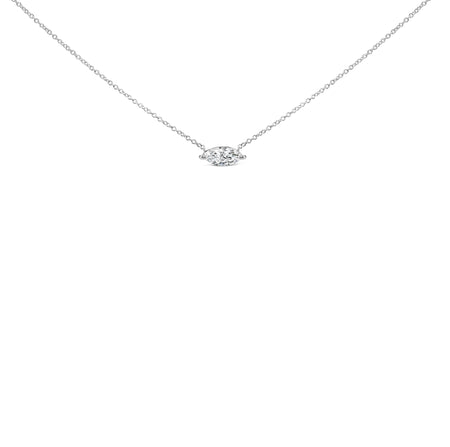 14K White Gold 1/2 Cttw Marquise Lab-Grown Diamond East West Solitaire 18" Pendant Necklace (F-G Color, VS2-SI1 Clarity)-1