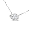 14K White Gold 1/4 Cttw Round Diamond Composite Teardrop Shape 18" Pendant Necklace - (G-H Color, SI2-I1 Clarity)-1