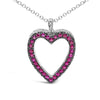 18K 1/3 Cttw Diamond and Red Ruby Open Heart with Black Rhodium 18" Pendant Necklace (G-H Color, VS2-SI1 Clarity)-1