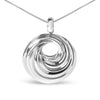 .925 Sterling Silver Endless Wave Swirl Statement Medallion 18" Pendant Necklace-1