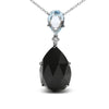 18K White Gold Diamond Accent and Pear Cut Sky Blue Topaz and Pear Cut Black Onyx Dangle Drop 18" Pendant Necklace (G-H Color, SI1-SI2 Clarity)-1
