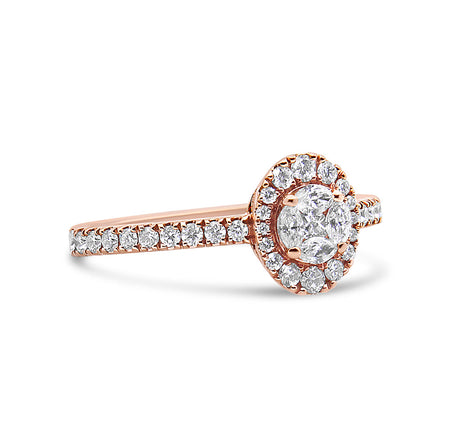 18K Rose Gold 1/2 Cttw Composite Marquise Composite Diamond Oval Shaped Halo Engagement Ring (F-G Color, VS1-VS2 Clarity)-1