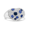 18K White Gold Blue Sapphire and 5/8 Cttw Diamond Cluster Heart Shaped  Ring (F-G Color, VS1-VS2 Clarity)-1