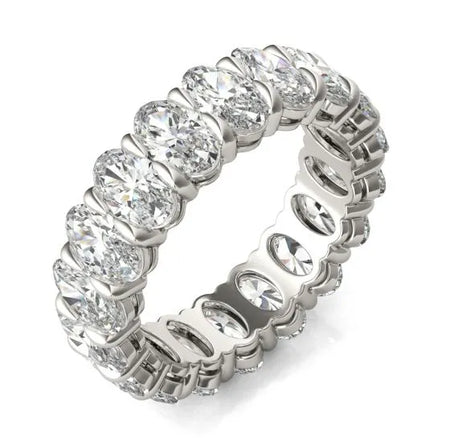 4 CTW Oval Lab Grown Diamond Couture Classic Eternity Ring 14K White Gold (G-VS)
