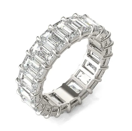 6 1/4 CTW Emerald Lab Grown Diamond Couture Classic Eternity Ring 14K White Gold (G-VS)