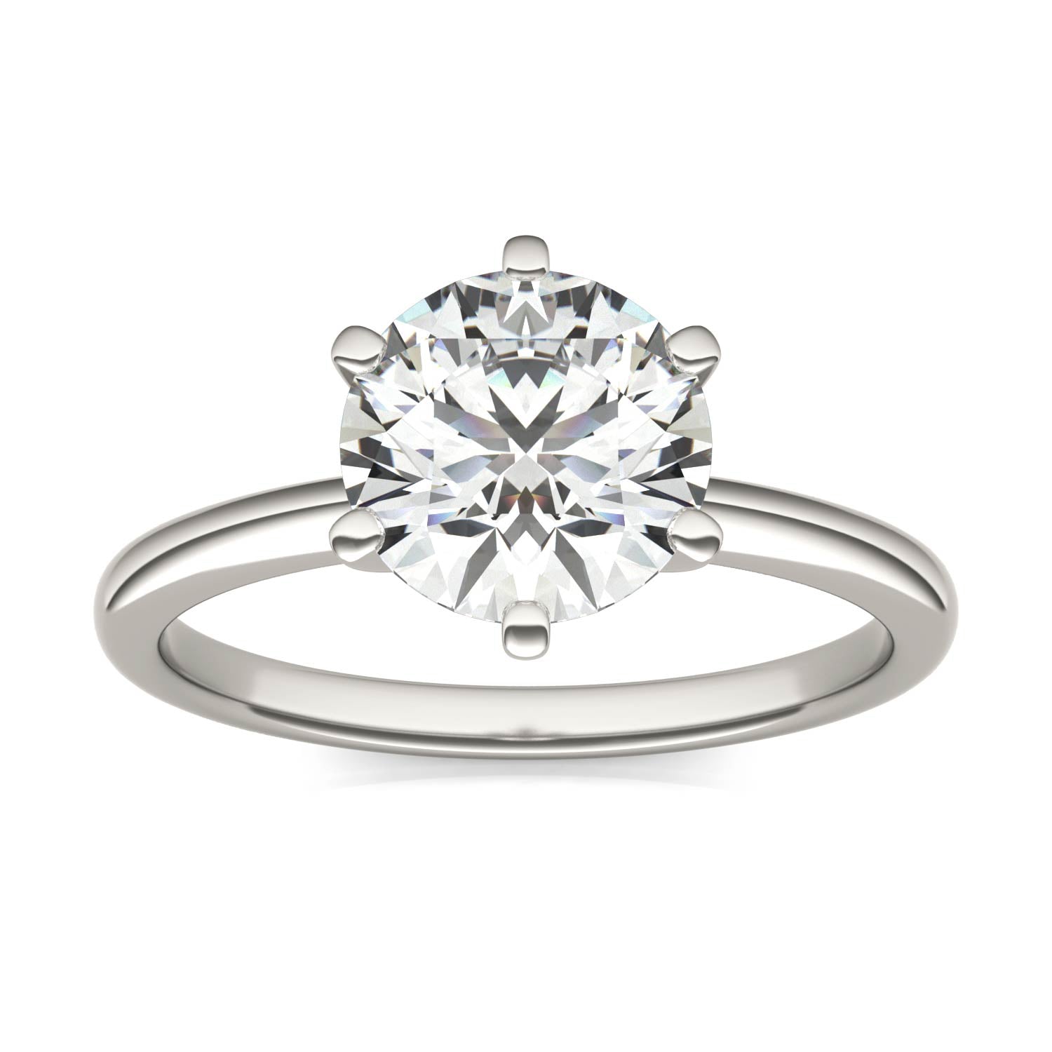 2 CTW Round Lab Grown Diamond Six Prong Solitaire Engagement Ring - G-VS Clarity, AGI Certified, 14K White Gold-3