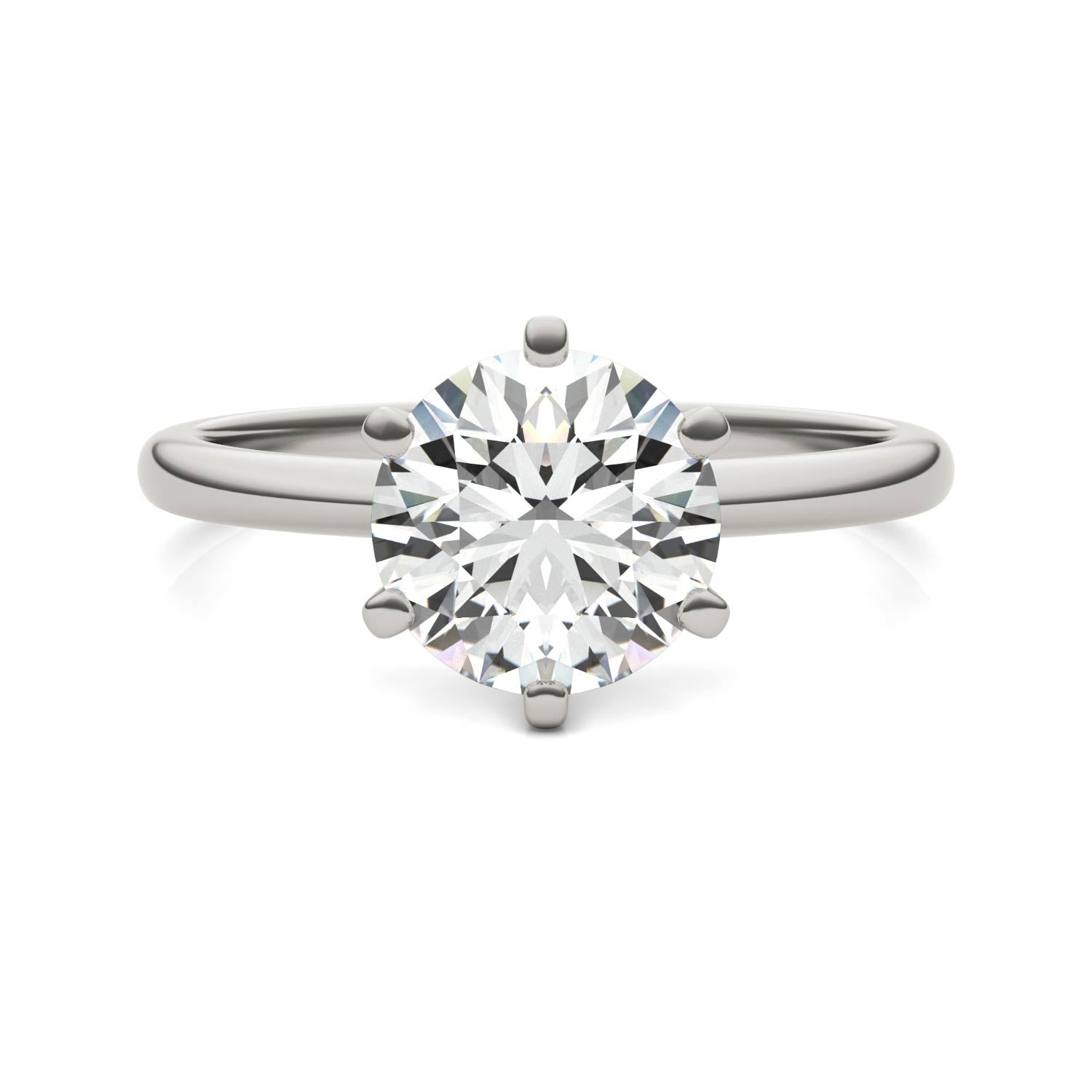 2 CTW Round Lab Grown Diamond Six Prong Solitaire Engagement Ring - G-VS Clarity, AGI Certified, 14K White Gold-2