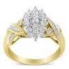 10K Two-Toned Round Baguette Diamond Cluster Ring (1/2 Cttw, I-J Color, I2-I3 Clarity)-2
