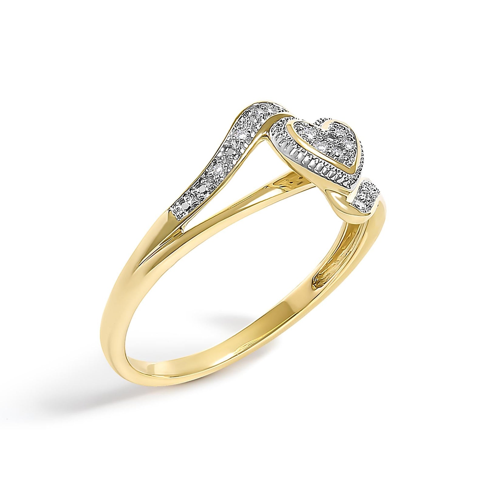 10K Yellow Gold Diamond Accent Filigree Heart Promise Ring (I-J Color, I3 Clarity)