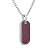 Men's .925 Sterling Silver Created Red Ruby Dog Tag Pendant Necklace - 22" Inches-2