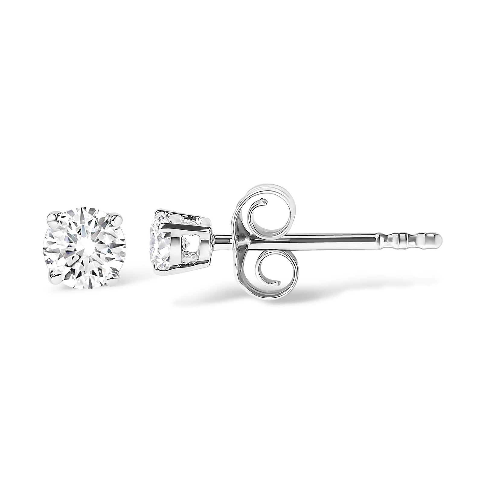 IGI Certified 14K White Gold 1.0 cttw 4-Prong Set Brilliant Round-Cut Solitaire Diamond Push Back Stud Earrings (G-H Color, I1-I2 Clarity)-2