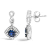 10K White Gold Blue  Sapphire and Diamond Halo Cushion Shaped Drop Earrings (I-J Color, I1-I2 Clarity)-2