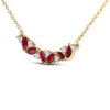 14K Yellow Gold Red Ruby and Diamond Trio Bar Line Necklace (I-J Color, SI2-I1 Clarity) - 18 inch-2