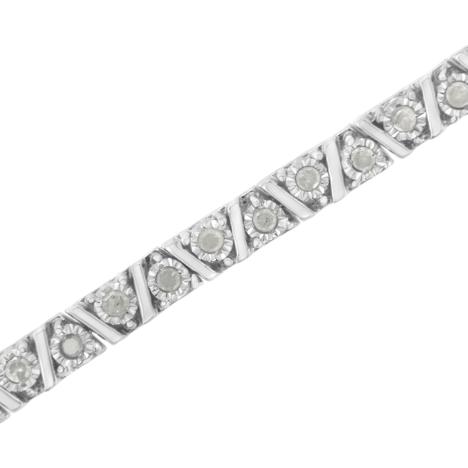 .925 Sterling Silver 1.0 cttw Miracle-Set Diamond Tennis Bracelet (I-J Color, I3 Clarity) - 7.25"-2