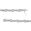 .925 Sterling Silver 1 cttw Diamond Double Leaf and Bezel Link Bracelet (I-J Clarity, I2-I3 Color) - Size 7.25"-2