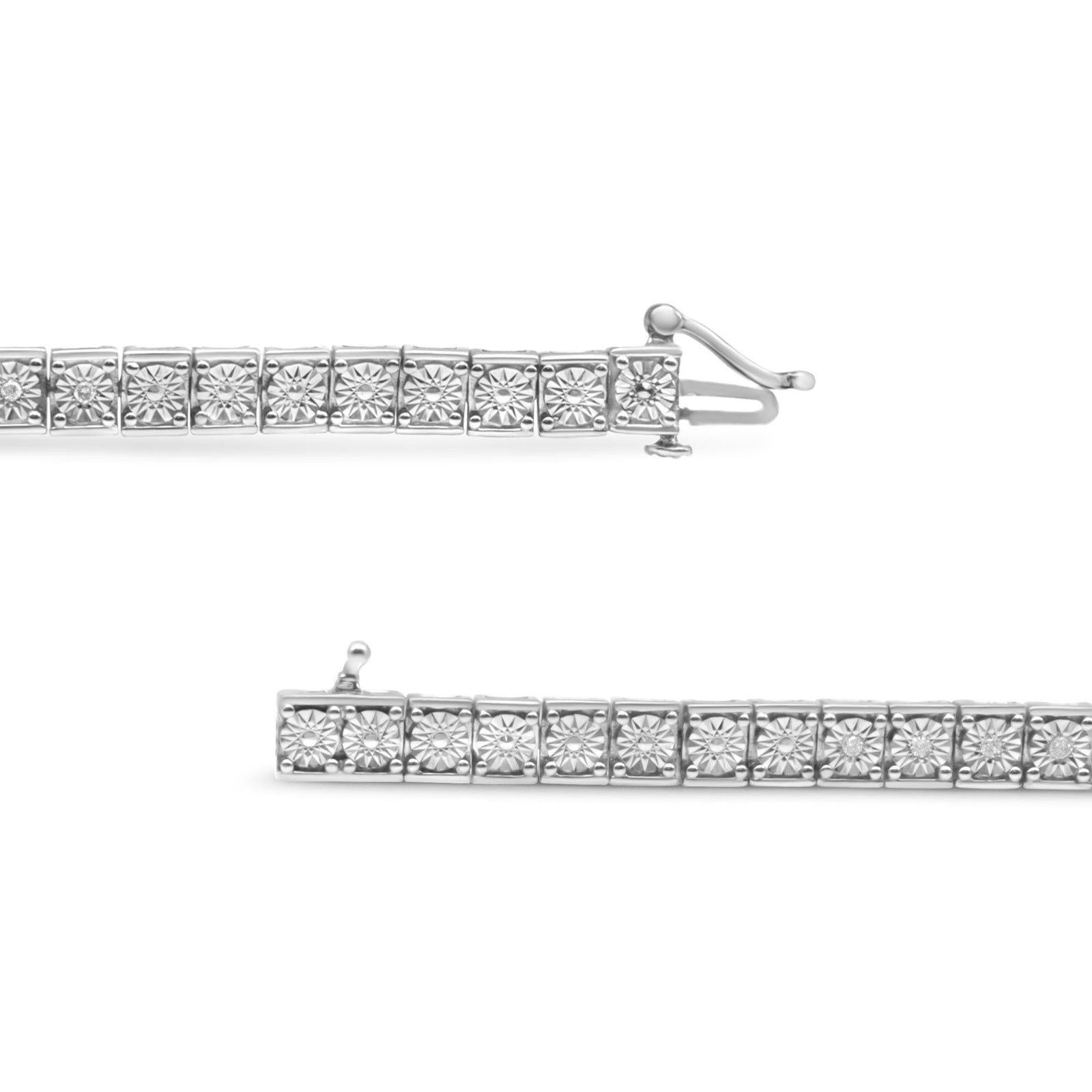 .925 Sterling Silver 1/4 Cttw Diamond Link Bracelet (I-J Color, I2-I3 Clarity) - Size 7.25"-2