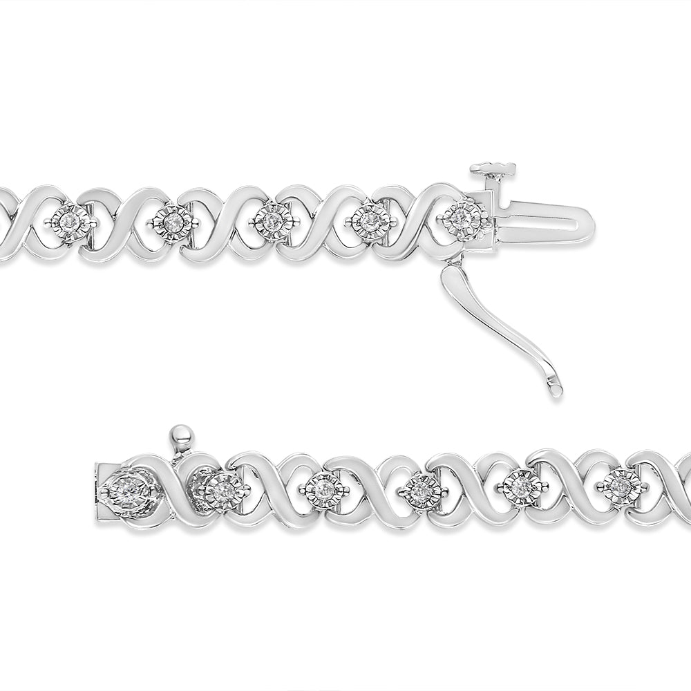 .925 Sterling Silver 1/3 Cttw Miracle Plate Round-Cut Diamond Infinity Link Bracelet  (I-J Color, I3 Clarity)  - Size 7.25"-2
