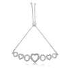 .925 Sterling Silver 1/10 Cttw Round-Cut Diamond Heart-Link Adjustable Bolo Bracelet ( H-I Color, I2-I3 Clarity) - 6"-9" Adjustable-2