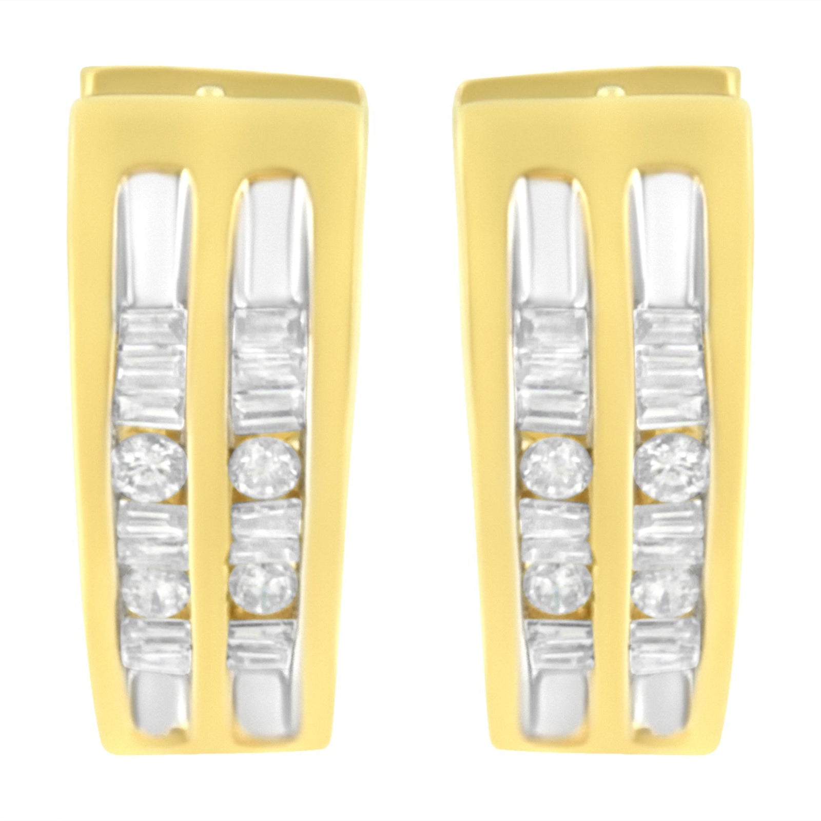 10K Yellow Gold 1/2 cttw Diamond Huggy Heart Hoop Earrings (I-J Clarity, I2-I3 Color)-2