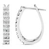 10K White Gold 1.0 Cttw Alternating  Diamond "U" Hoop Earrings (I-J Color, I2-I3 Clarity)-4