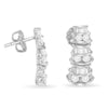 14KT White Gold 7/8 cttw Bagutte & Round Brilliant-Cut Diamond Dangle Multi Row Earrings (H-I, SI2-I1)-2