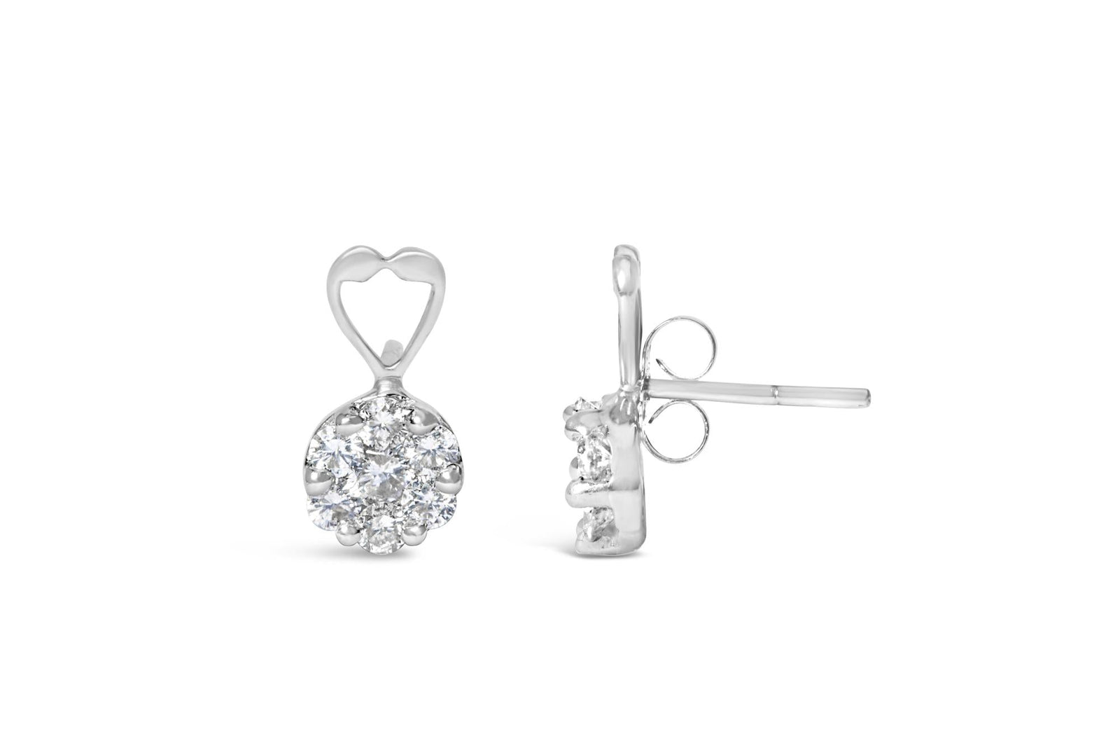 14K White Gold 1 1/4 cttw Round Cut Diamond Earrings (H-I, I1-I2)-2