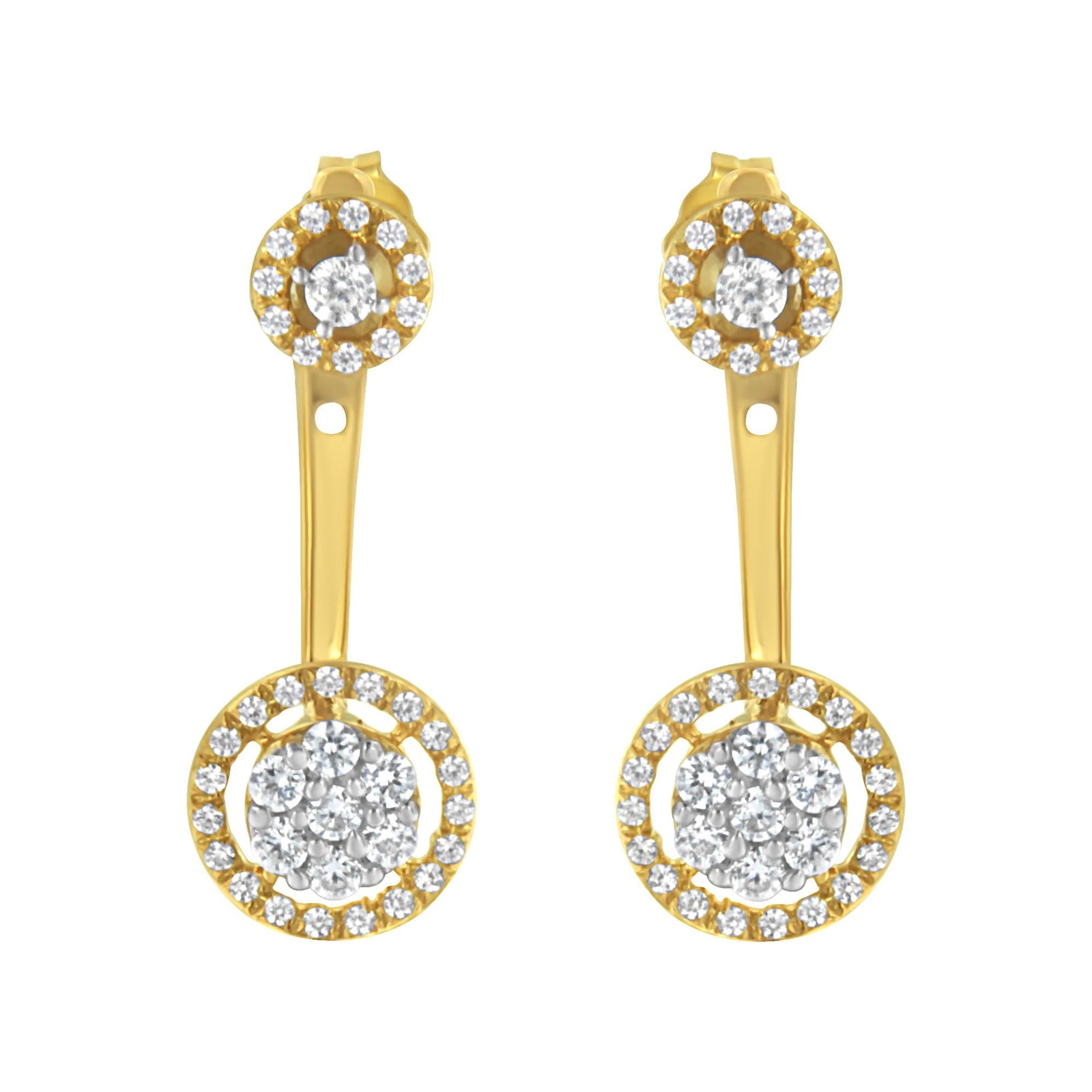 14K Yellow Gold Plated .925 Sterling Silver 5/8 Cttw Diamond Removable Stud and Dangle Earrings (I-J Color, I2-I3)-2
