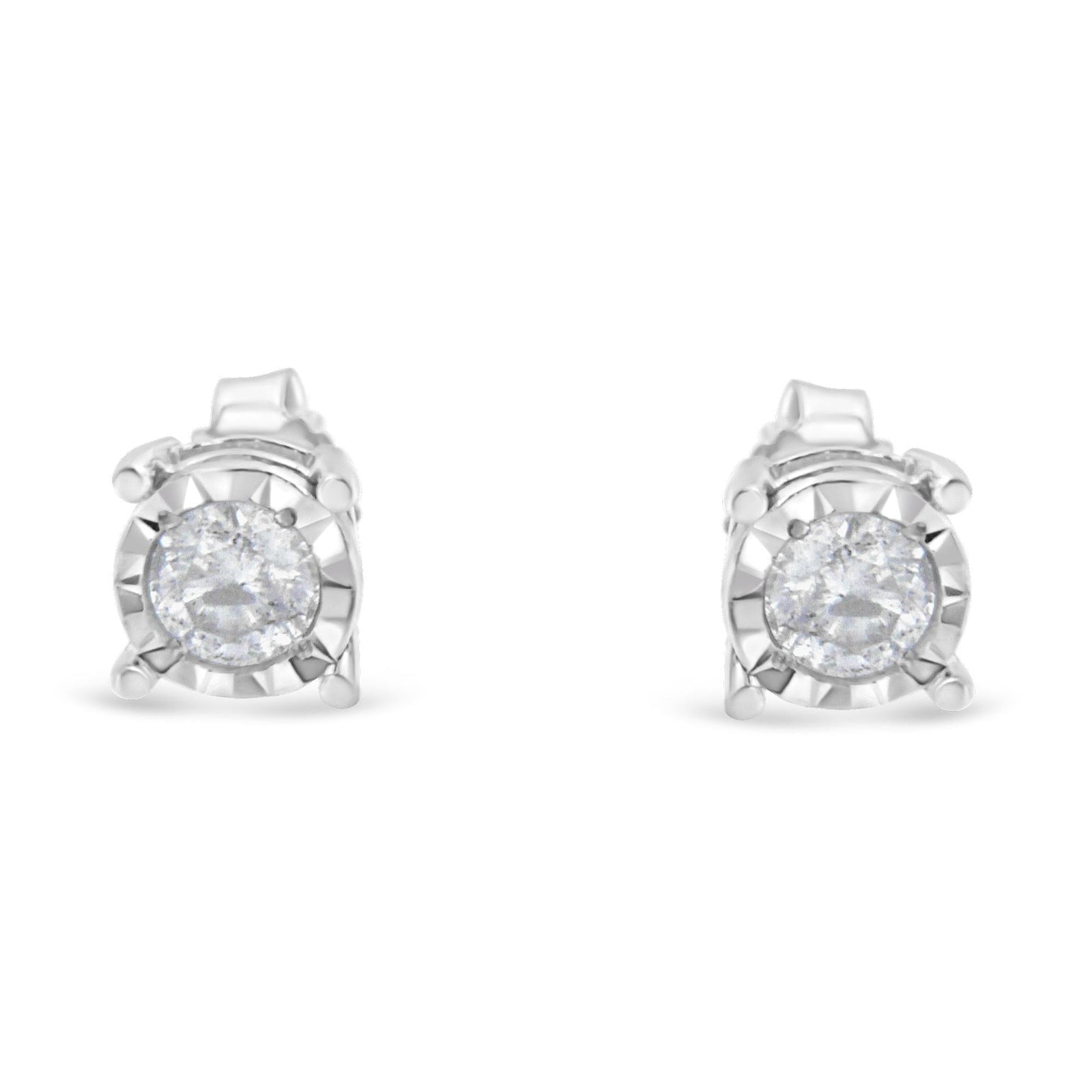 .925 Sterling Silver 1/2 Cttw Near Colorless Round Brilliant-Cut Diamond Miracle-Set Stud Earrings (H-I Color, I2-I3 Clarity)-2