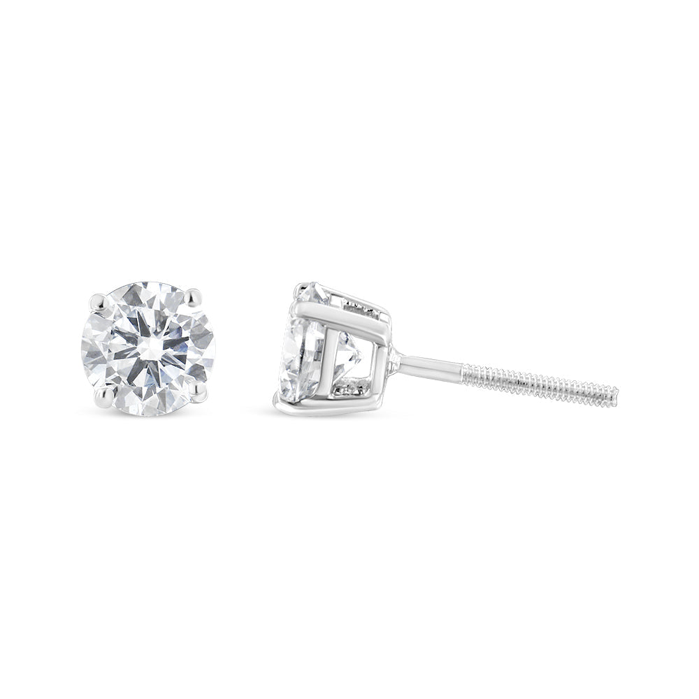 IGI Certified 14K White Gold 1 1/2 Cttw Lab Grown Diamond Solitaire Stud Earrings with Screwbacks (H-I Color, VS1-VS2 Clarity)-2