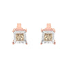 14K Rose Gold Plated Two-Tone .925 Sterling Silver 1/2 Cttw Princess-Cut Square Diamond Solitaire Miracle-Plate Stud Earrings (K-L Color, I2-I3 Clarity)-2
