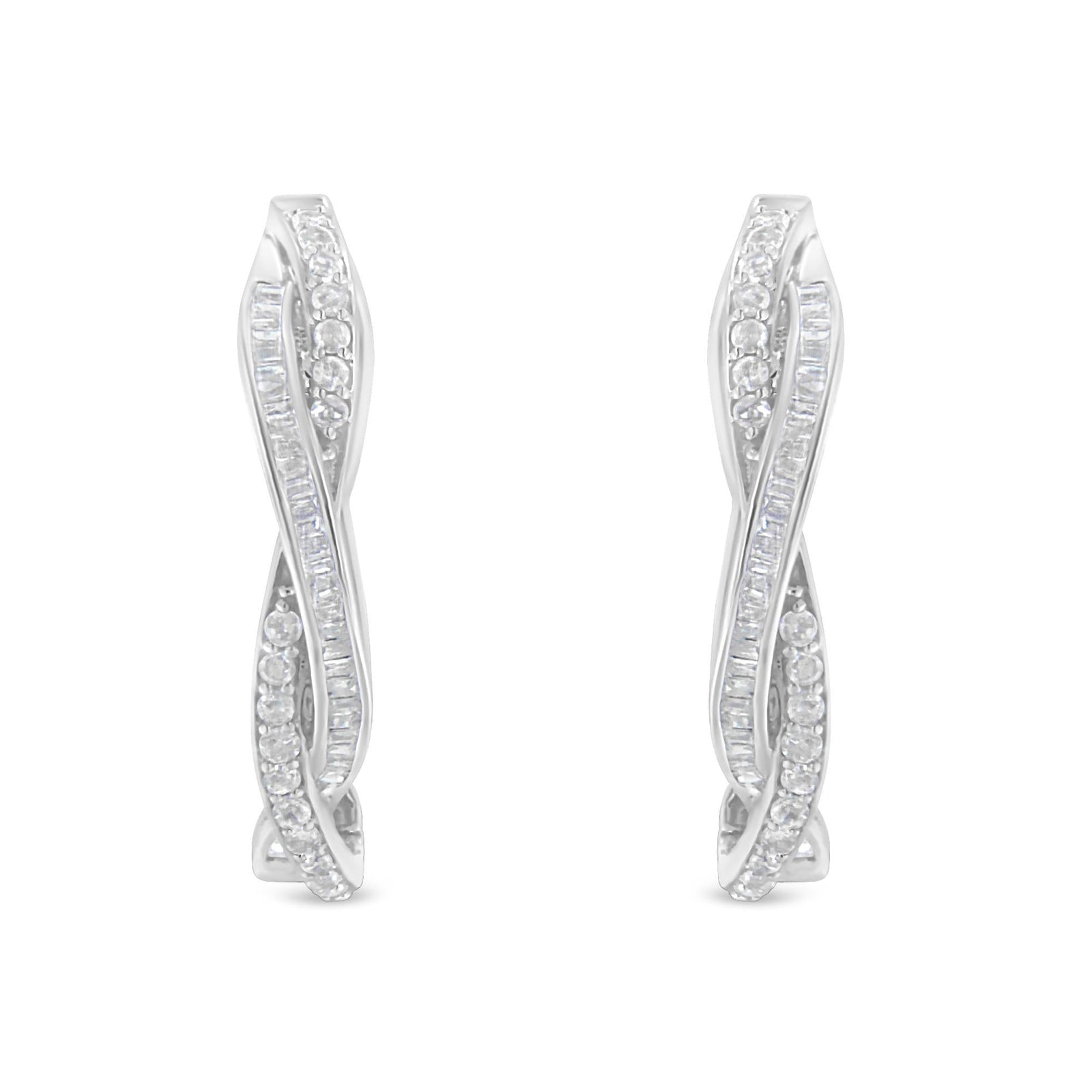 Sterling-Silver Diamond Hoop Earring (0.75 cttw, I-J Color, I2-I3 Clarity)-2