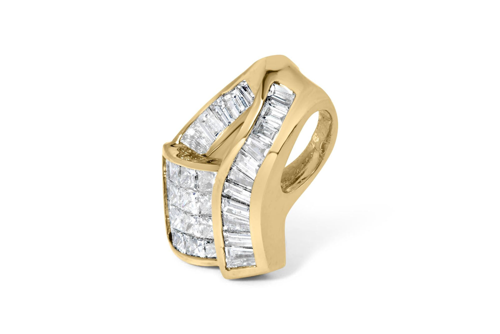 14k Yellow Gold 2.0 Cttw Princess and Baguette-cut Diamond Art Deco Inspired Pendant Necklace (G-H Color, VS1-VS2 Clarity) - 18 Inch-2