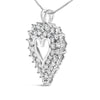 925 Sterling Silver 4.0 Cttw Diamond Two Row Open Heart 18" Pendant Necklace (I-J Color, I2-I3 Clarity)-2