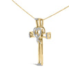 14K Yellow Gold Plated .925 Sterling Silver 1/6 Cttw Diamond Interlocking Heart and Ribbon Cross Pendant Necklace (H-I Color, I2-I3 Clarity) - 18" Inches-2