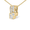 14K Yellow Gold 1 1/2 cttw Princess and Baguette Cut Diamond Geometric Pendant Necklace (H-I Color, VS1-VS2 Clarity)-2