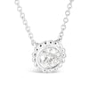 10K White Gold 1/2 Cttw Bezel Set Round Diamond Sunflower Finish 18" Pendant Necklace (I-J Color, I1-I2 Clarity)-2