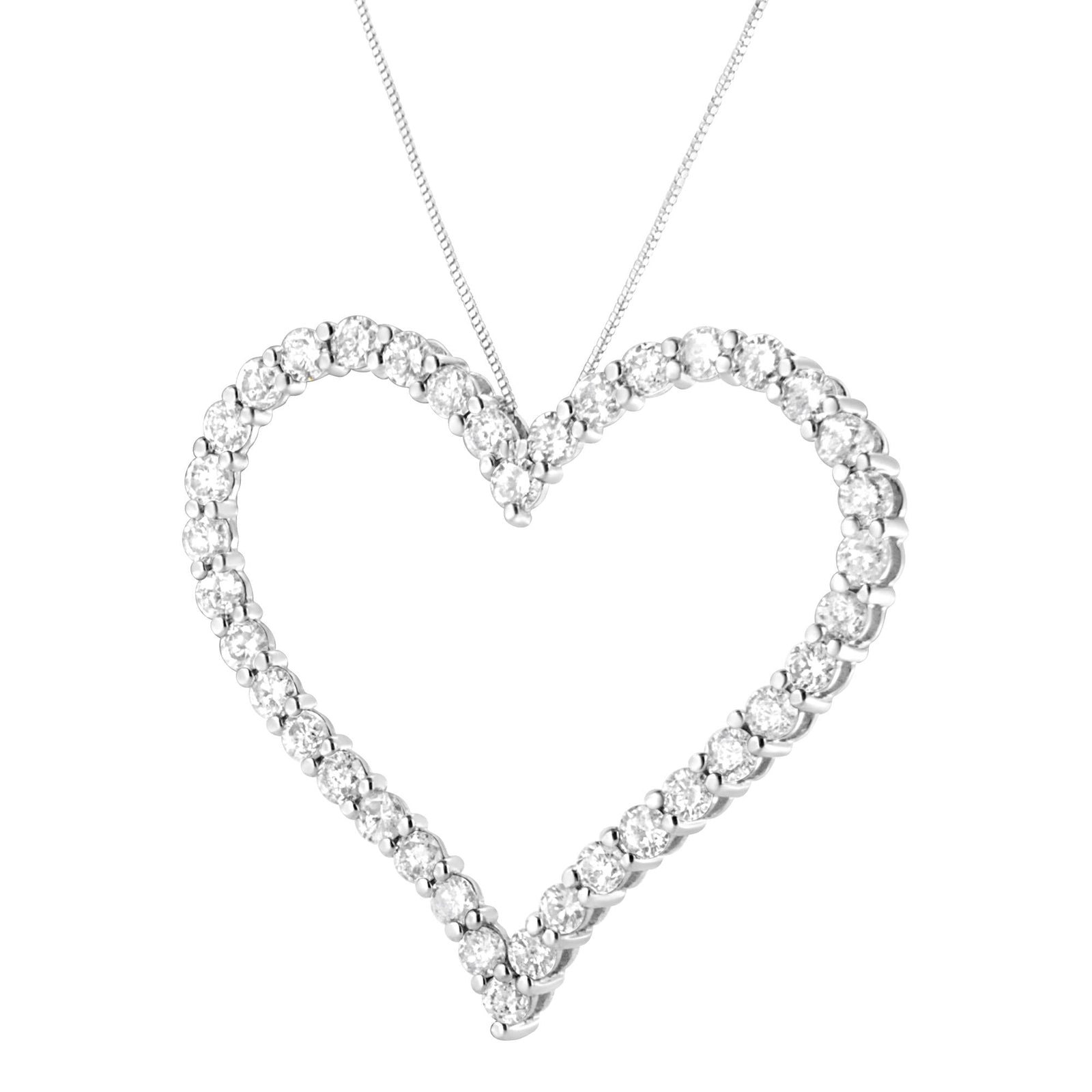 .925 Sterling Silver 3.0 cttw Round-Cut Diamond Open Heart Pendant Necklace (I-J Color, I2-I3 Clarity) - 18"-2